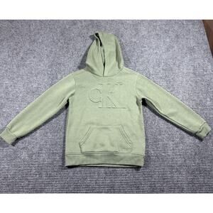 Calvin Klein Jeans Boys Green Hoodie Sweatshirt Size 7 Kids Pullover Logo